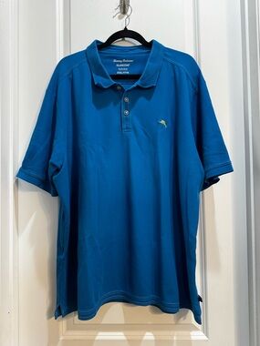 Tommy Bahama Blue Collared Shirt XXXL Island Zone Short Sleeve Buttons